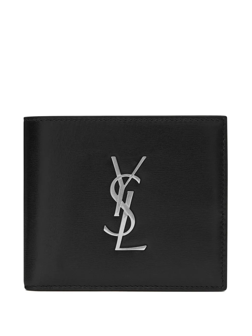 Saint Laurent Leren portemonnee met logoplakkaat Zwart