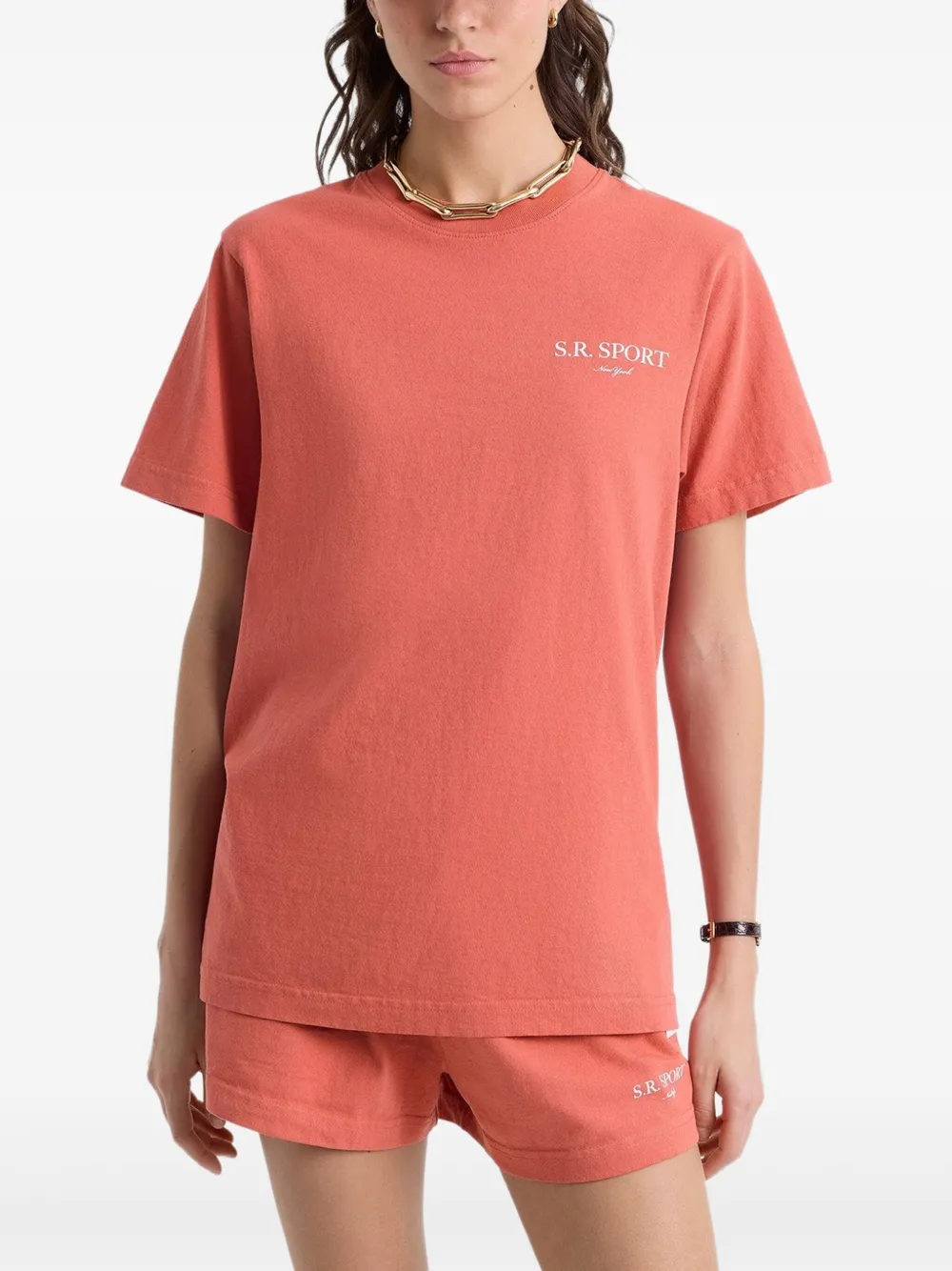 Sporty & Rich Katoenen T-shirt Roze