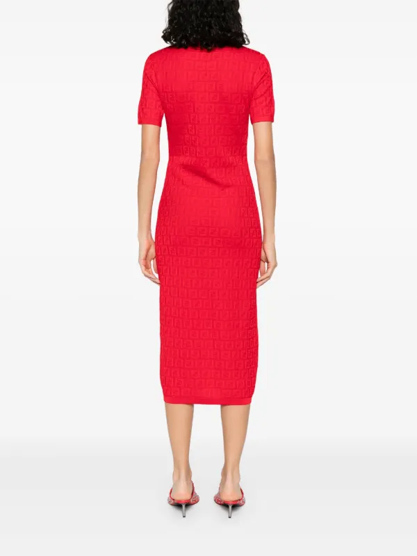fendi dress red FENDI button-embellished red dress