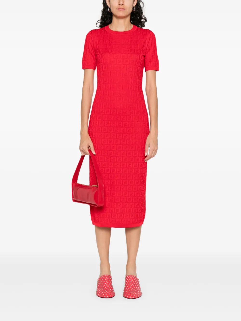 FENDI FF-jacquard dress - Rood