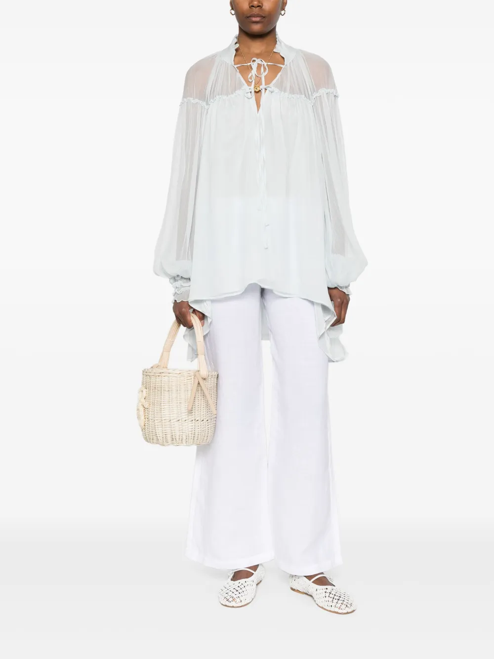 Amen Zijden blouse - Blauw