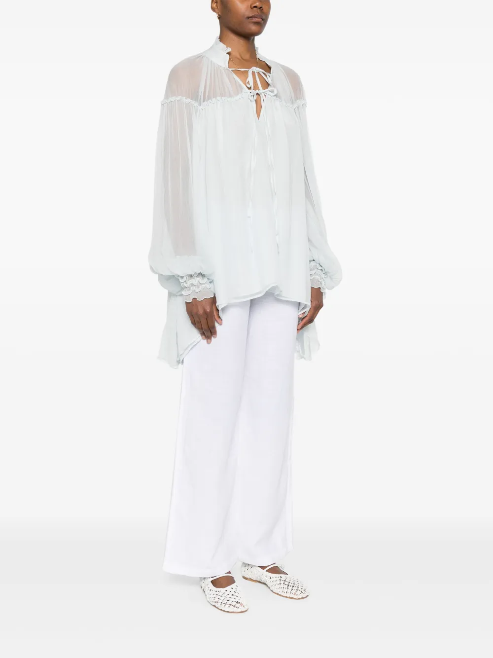 Amen Zijden blouse Blauw