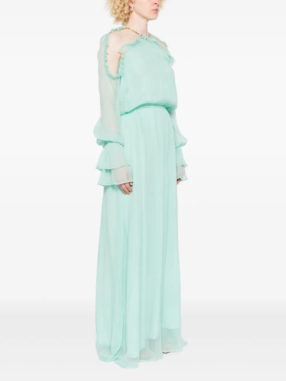 Amen Chiffon jurk Groen