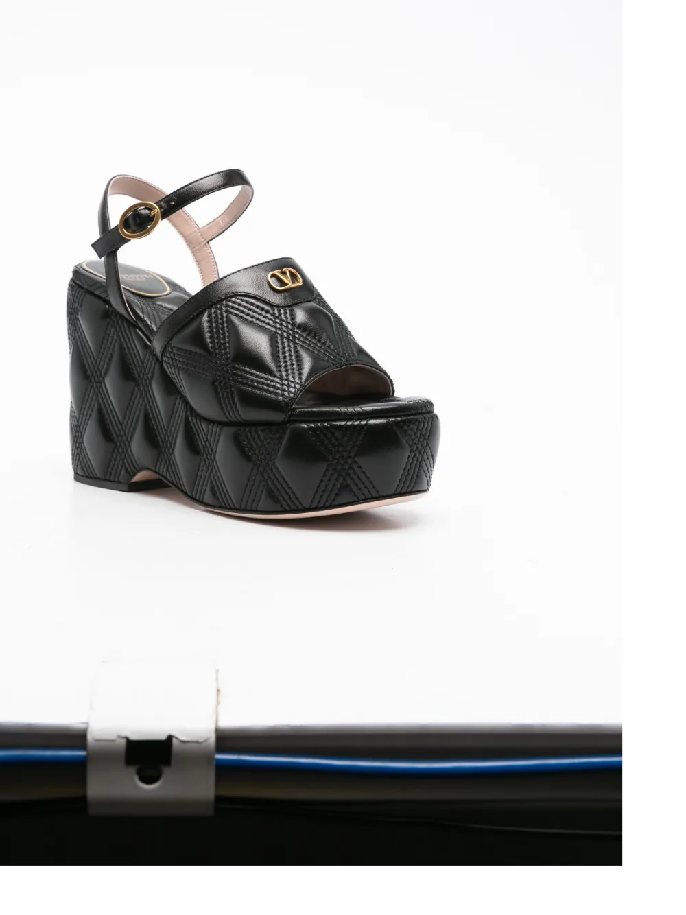 Valentino Garavani 115mm VLogo Signature quilted sandals Black