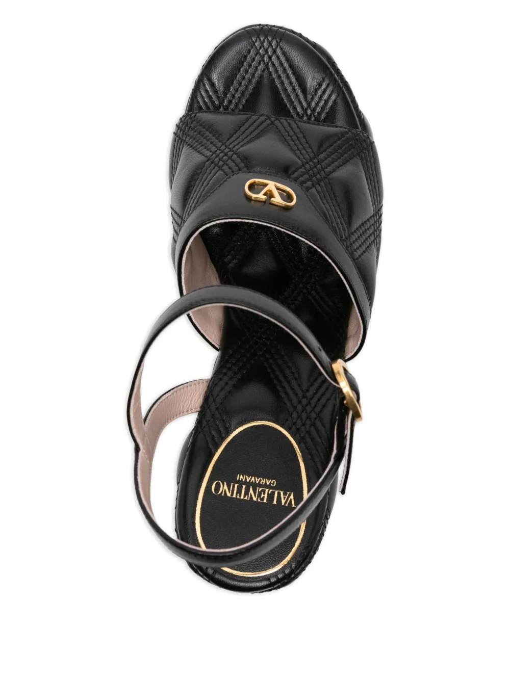 Valentino Garavani 115 mm VLogo Signature gewatteerde sandalen Zwart