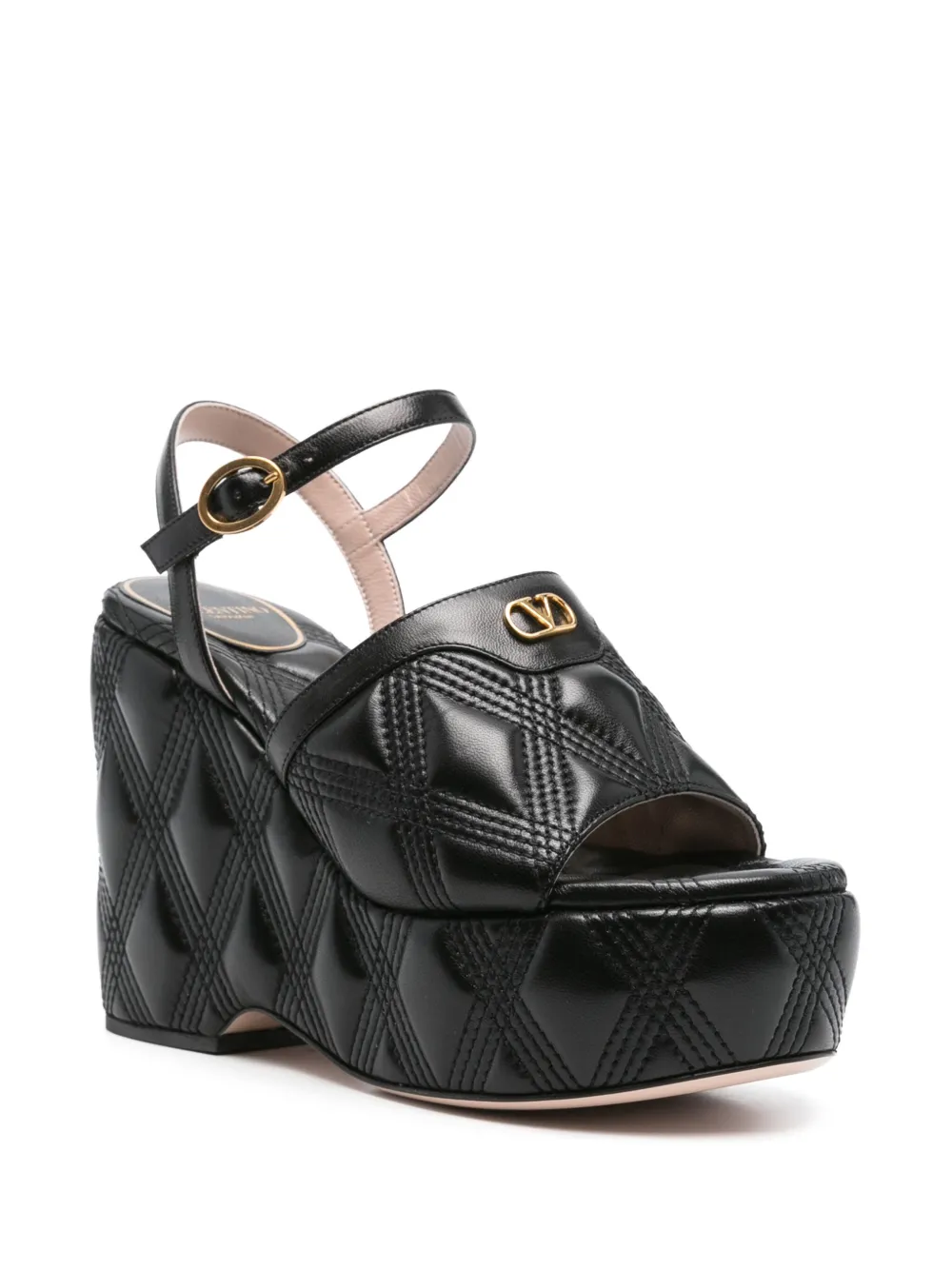 Valentino Garavani 115 mm VLogo Signature gewatteerde sandalen Zwart