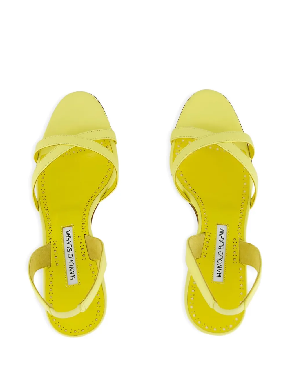Manolo Blahnik slingback cross-strap sandals Yellow