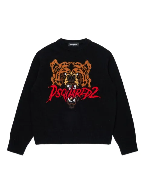 DSQUARED2 KIDS logo-intarsia sweater