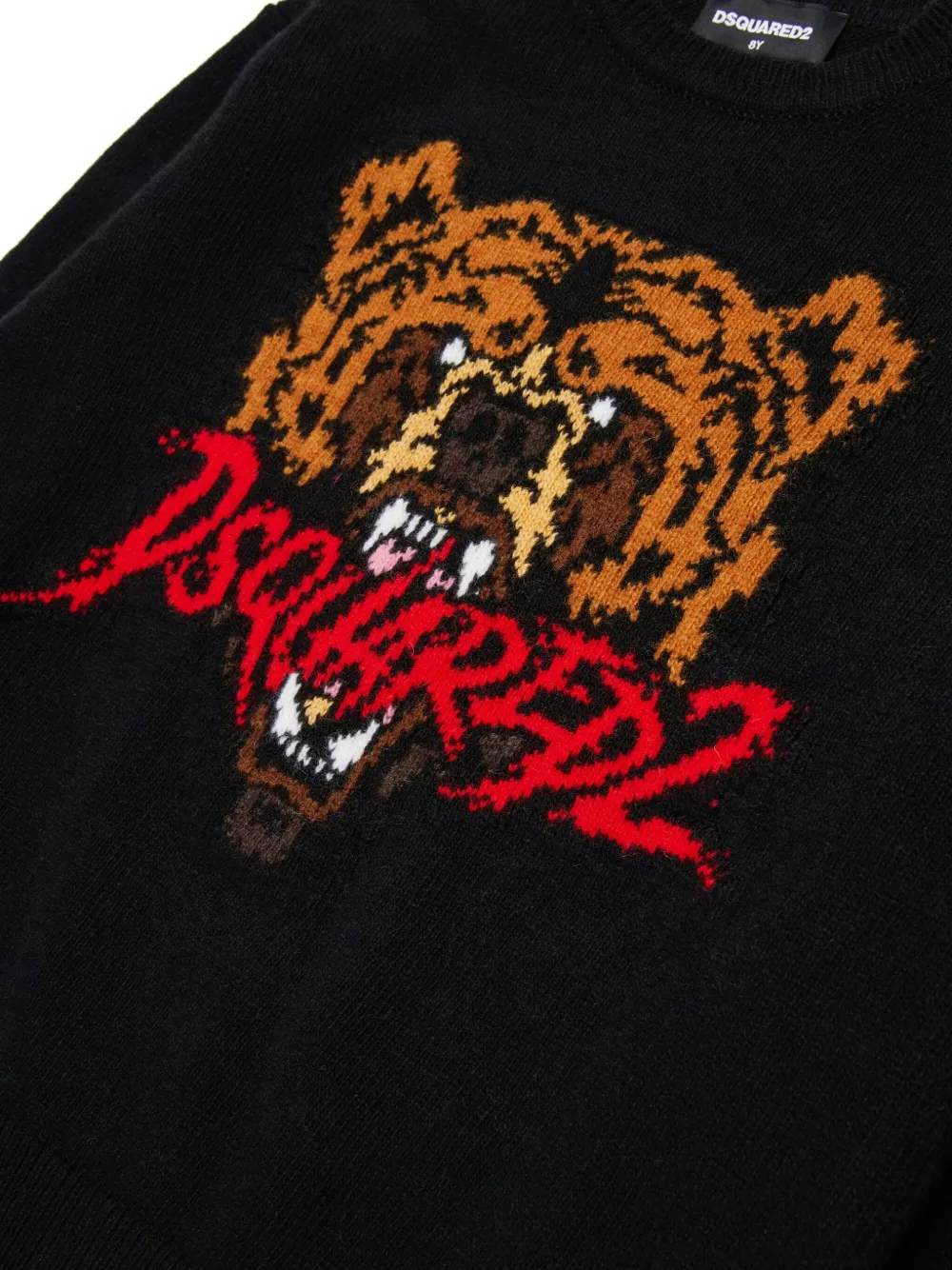 DSQUARED2 KIDS Trui met intarsia logo Zwart