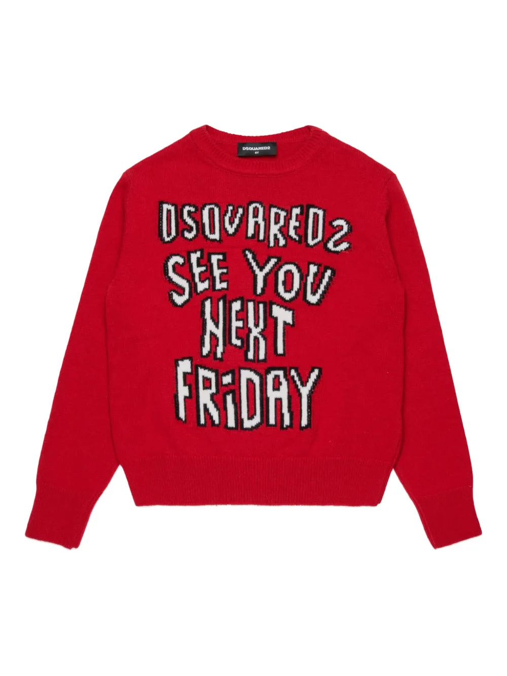 DSQUARED2 KIDS Trui met intarsia logo Rood