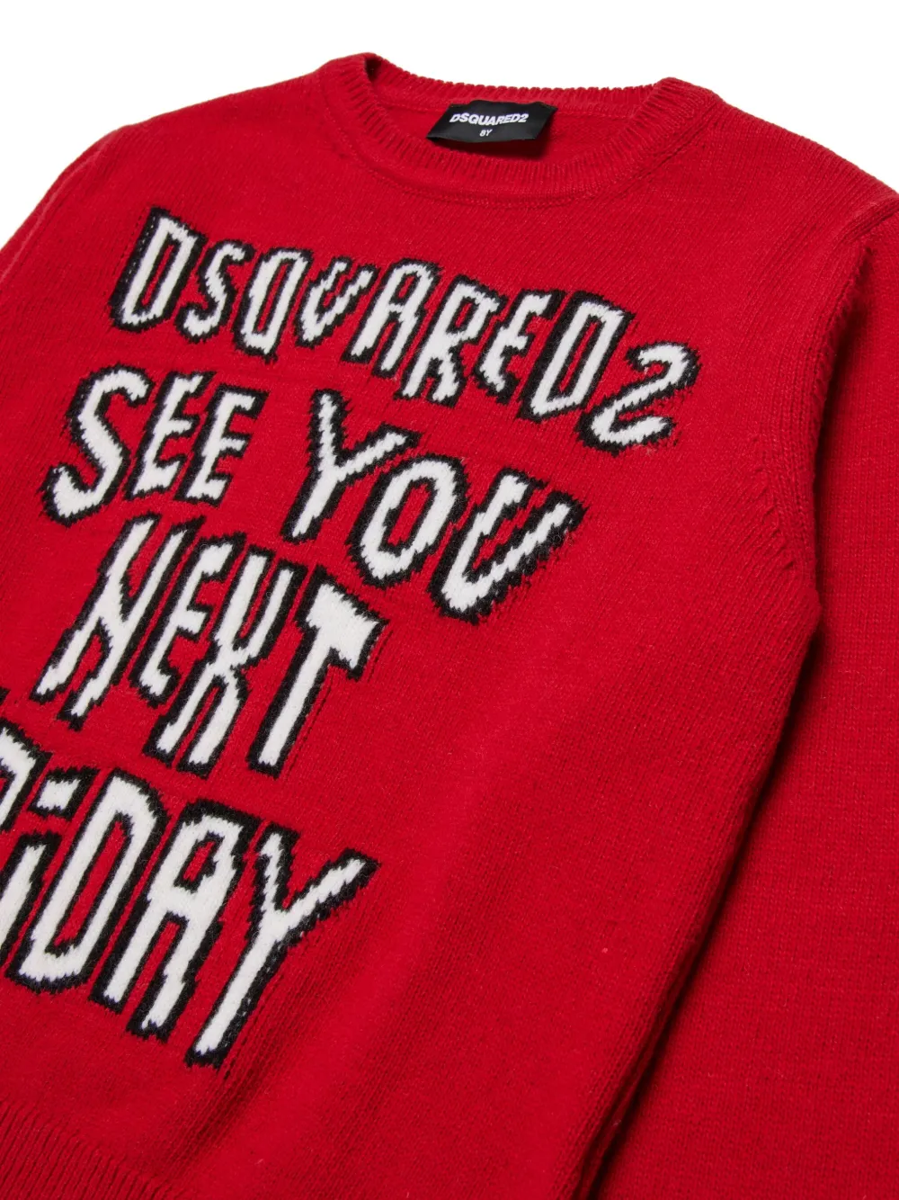 DSQUARED2 KIDS Trui met intarsia logo Rood