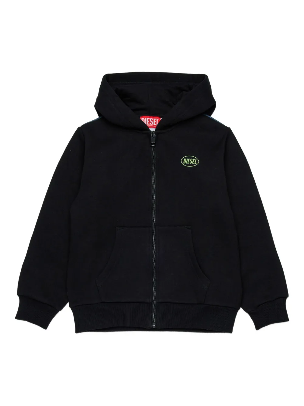 Diesel Kids Hoodie met rits Zwart
