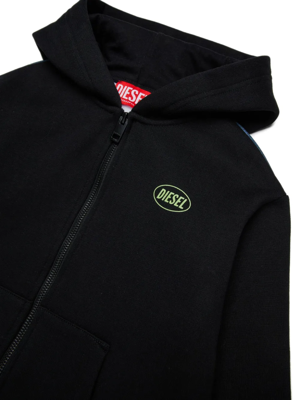 Diesel Kids Hoodie met rits Zwart
