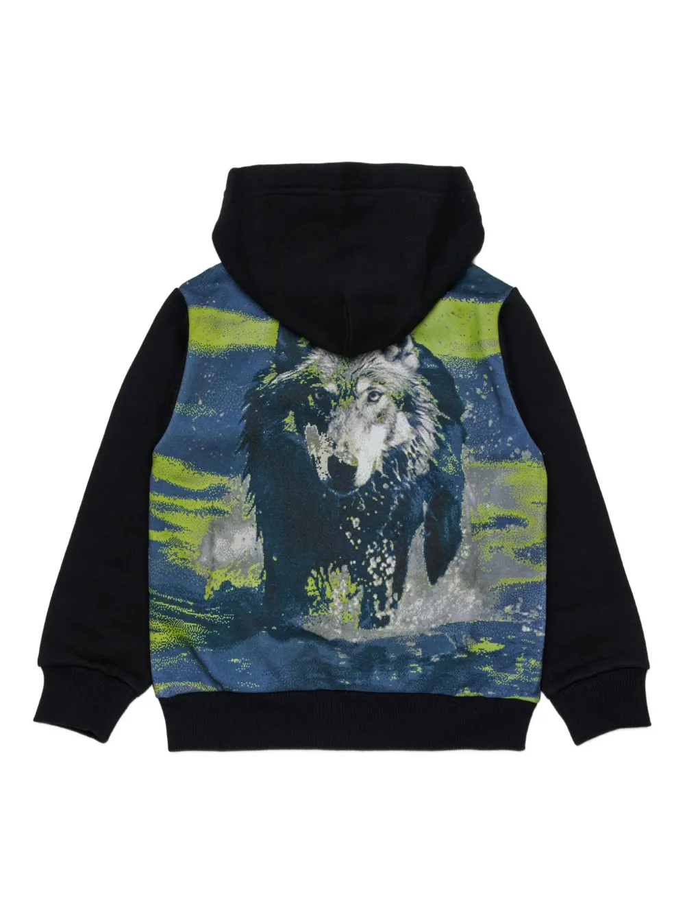 Diesel Kids Hoodie met rits Zwart