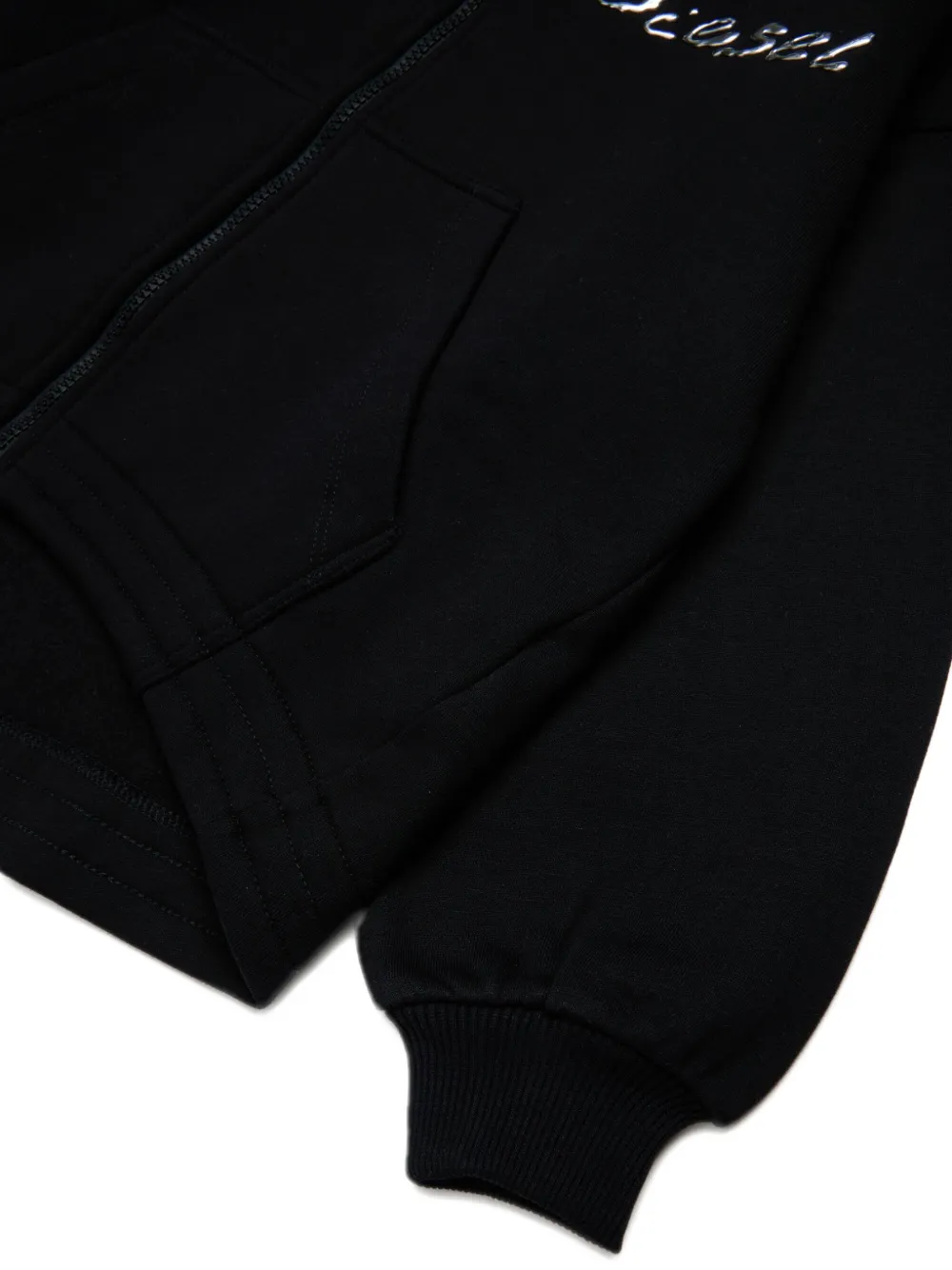 Diesel Kids Hoodie met logo-reliëf Zwart