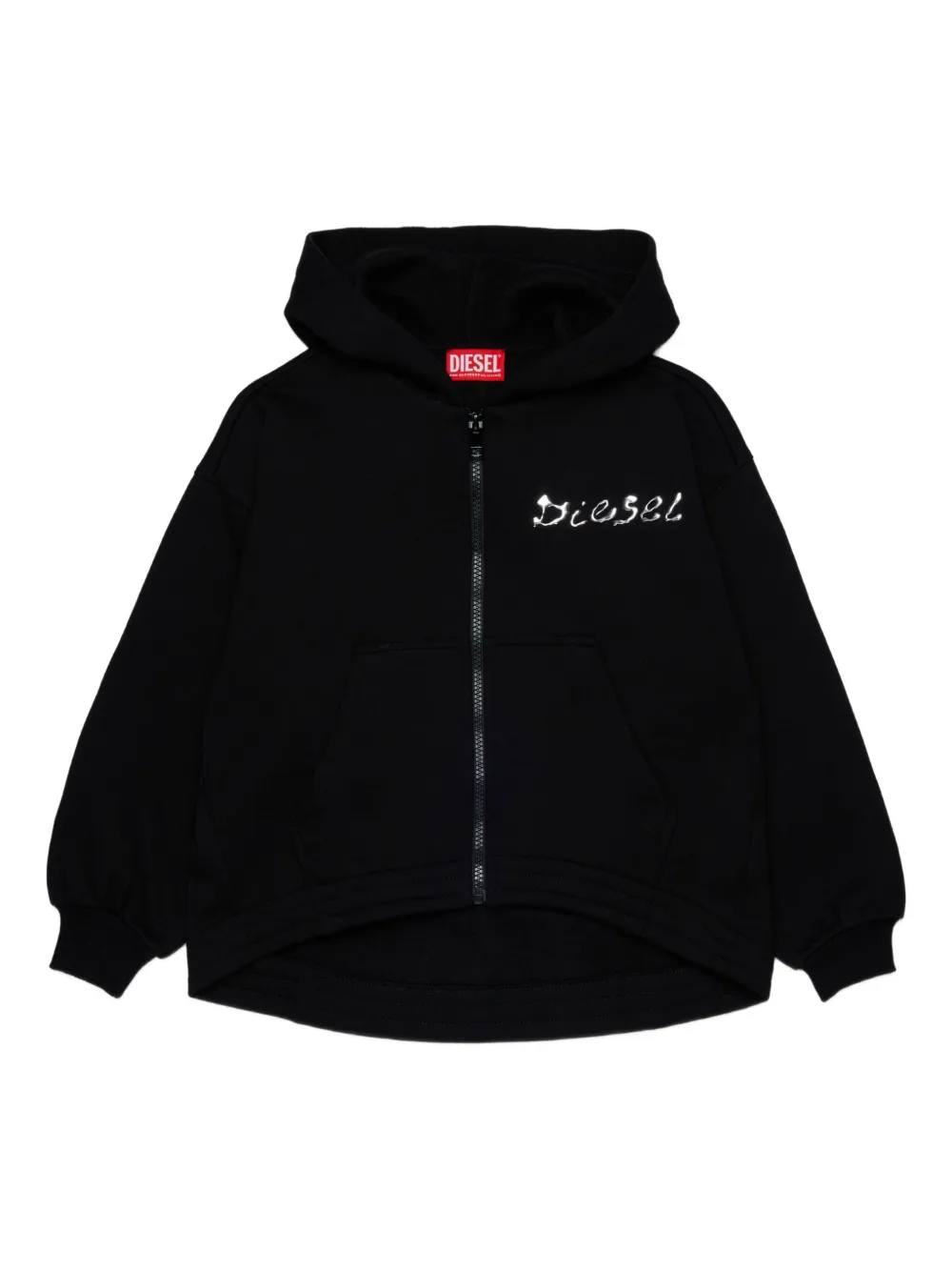 Diesel Kids Hoodie met logo-reliëf Zwart