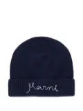 Marni Kids logo-embroidered beanie - Blue