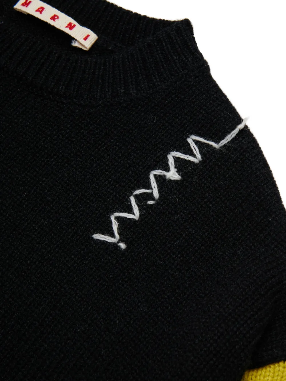Marni Kids colourblock patchwork sweater Zwart