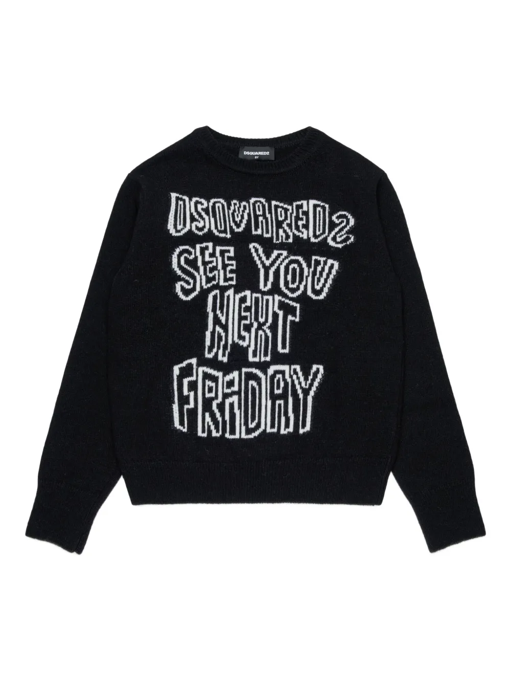 DSQUARED2 KIDS Trui met intarsia logo Zwart