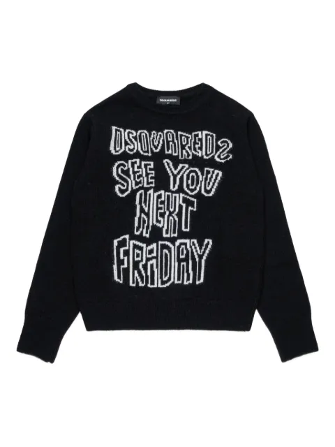 DSQUARED2 KIDS logo-intarsia sweater