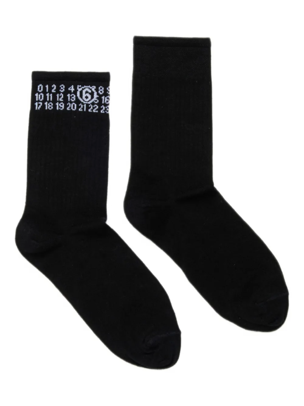 MM6 Maison Margiela Kids ribbed numeric-logo socks Zwart
