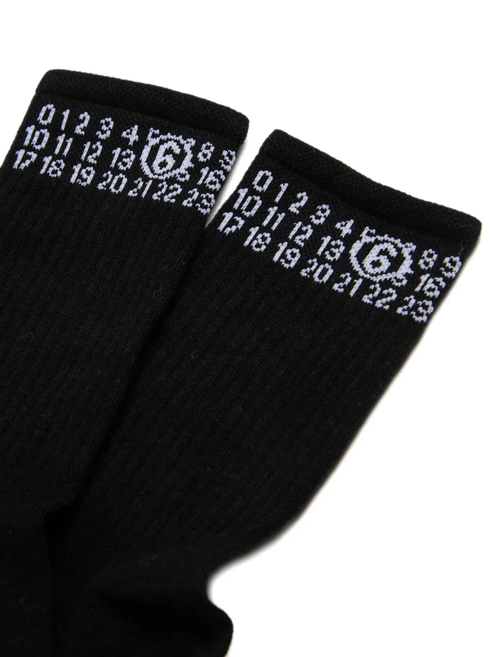 MM6 Maison Margiela Kids Geribbelde sokken met logo Zwart