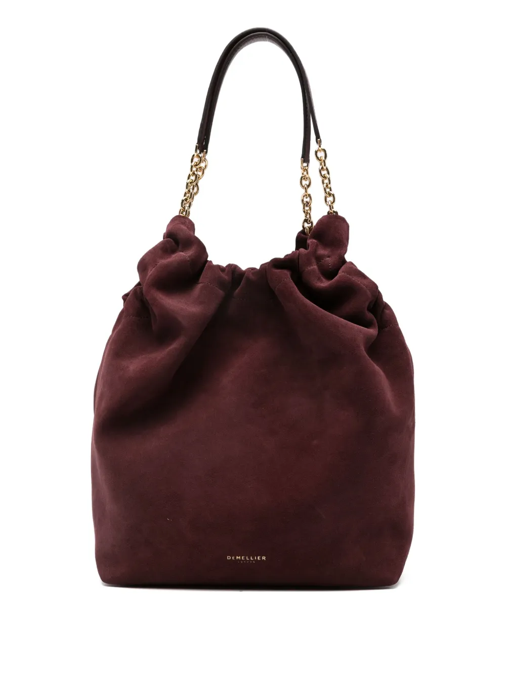Demellier Miami Suede Shoulder Bag In Burgundy