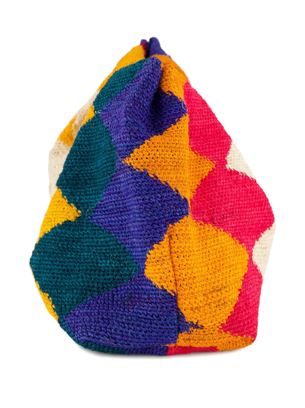 Sisal Diamond-Patterned Clutch Bag