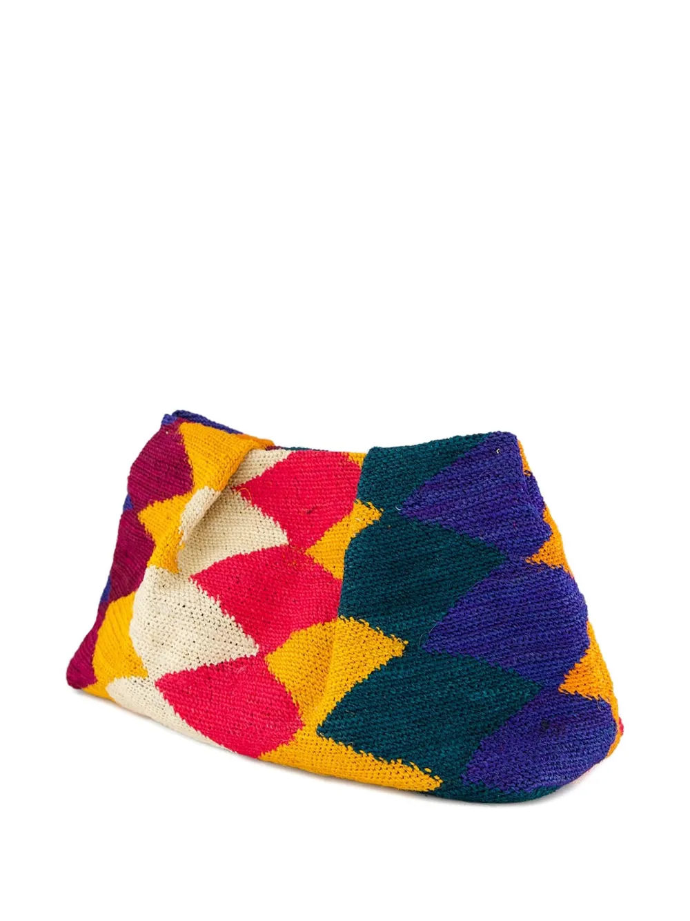 Sisal Diamond-Patterned Clutch Bag