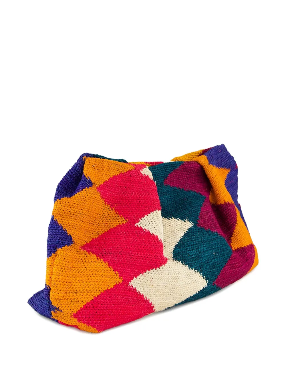 Sisal Diamond-Patterned Clutch Bag