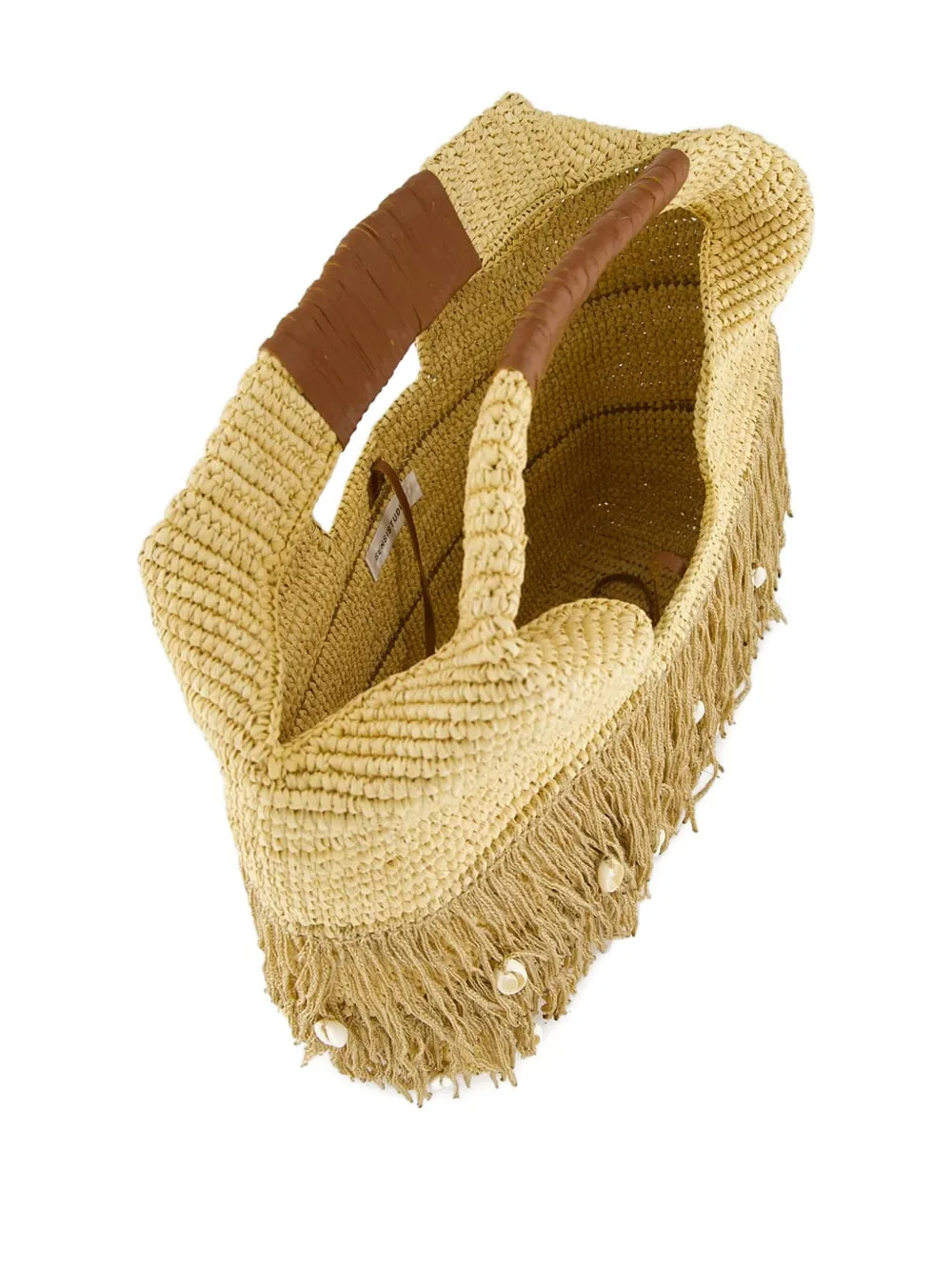 Sensi Studio Fringed Straw Handbag In Neutral