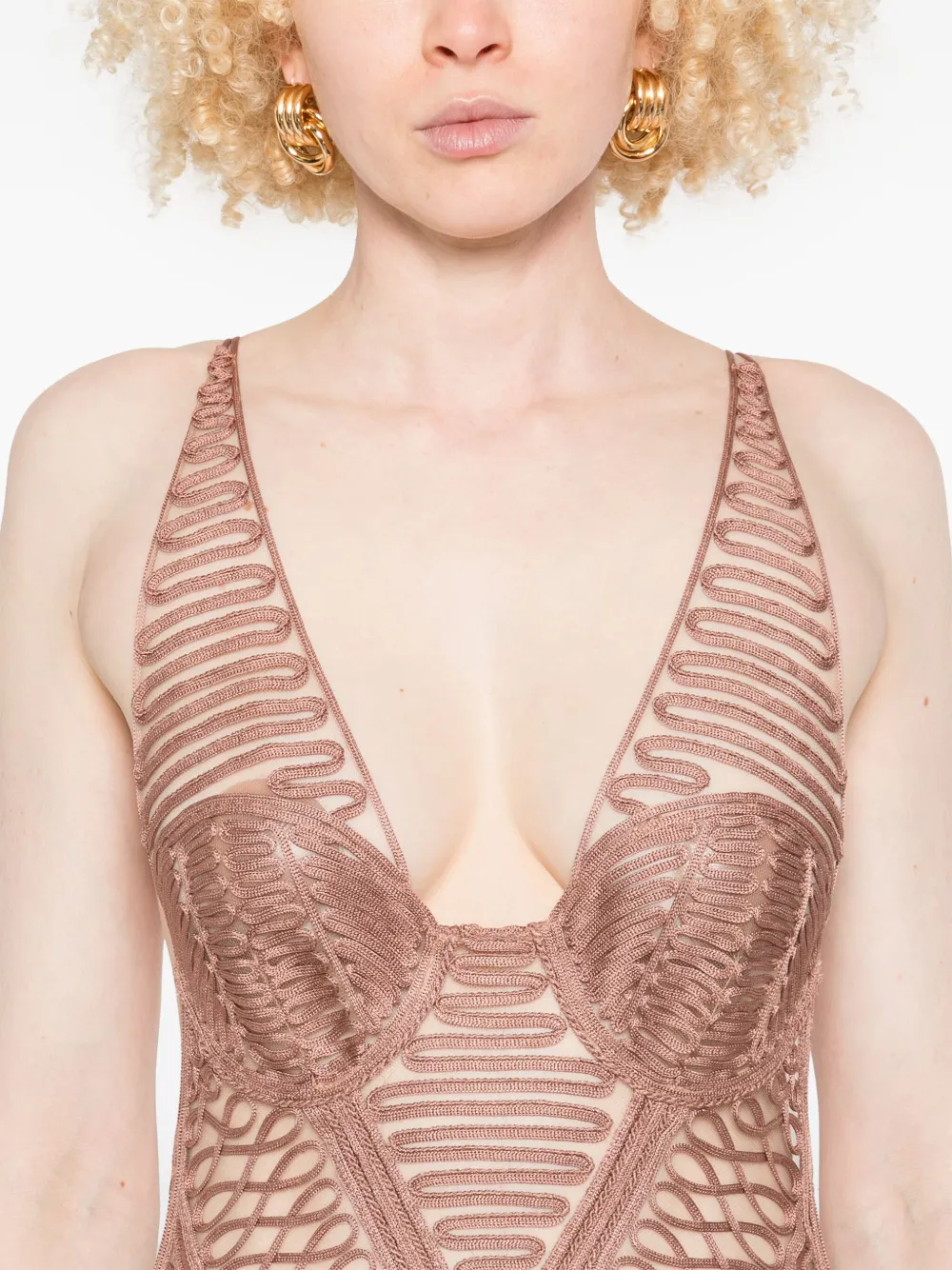 The Attico Jurk met V-hals Roze