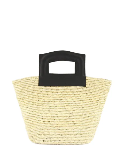 Sensi Studio straw leather-handle tote bag