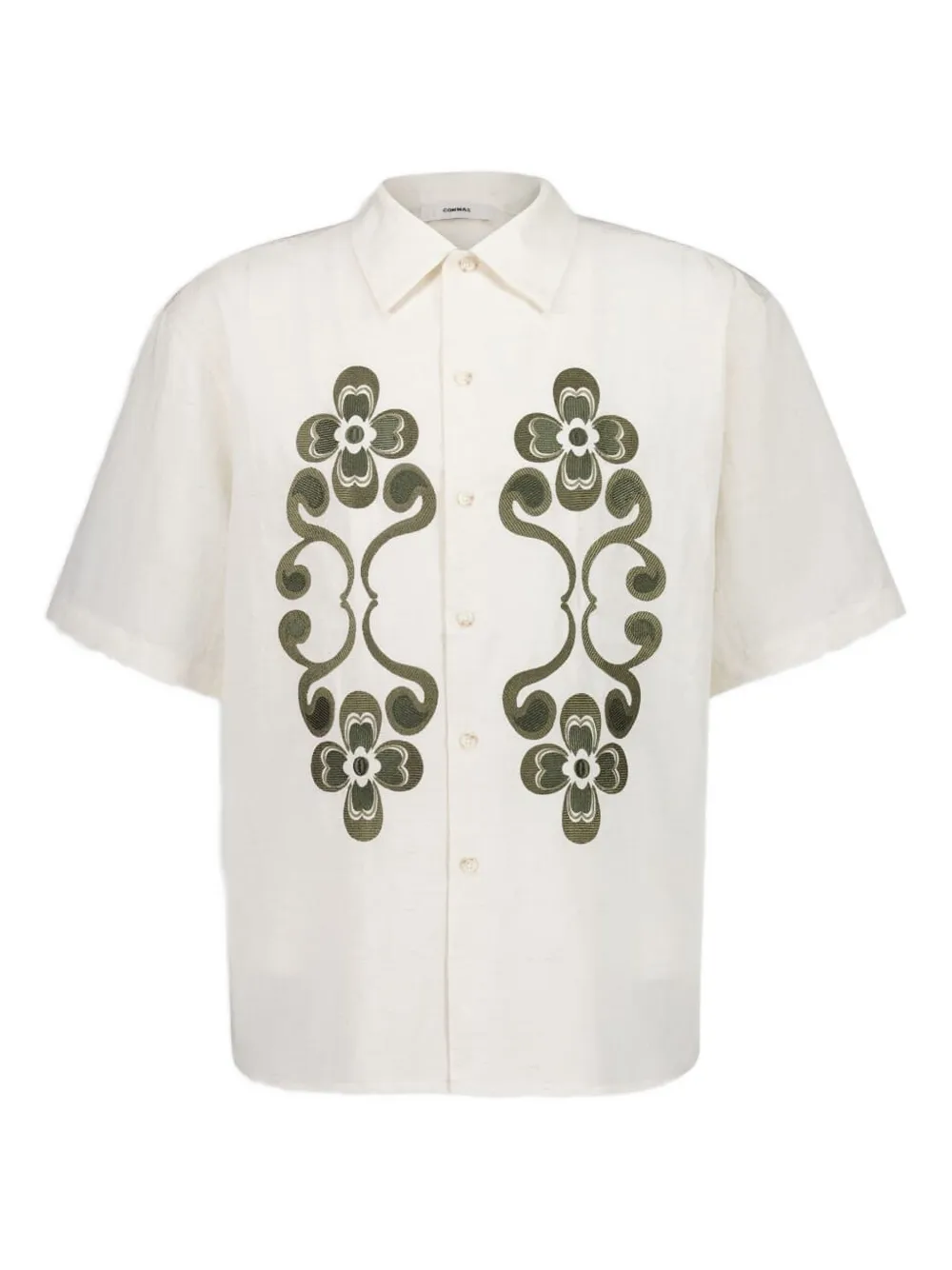 floral-embroidered shirt