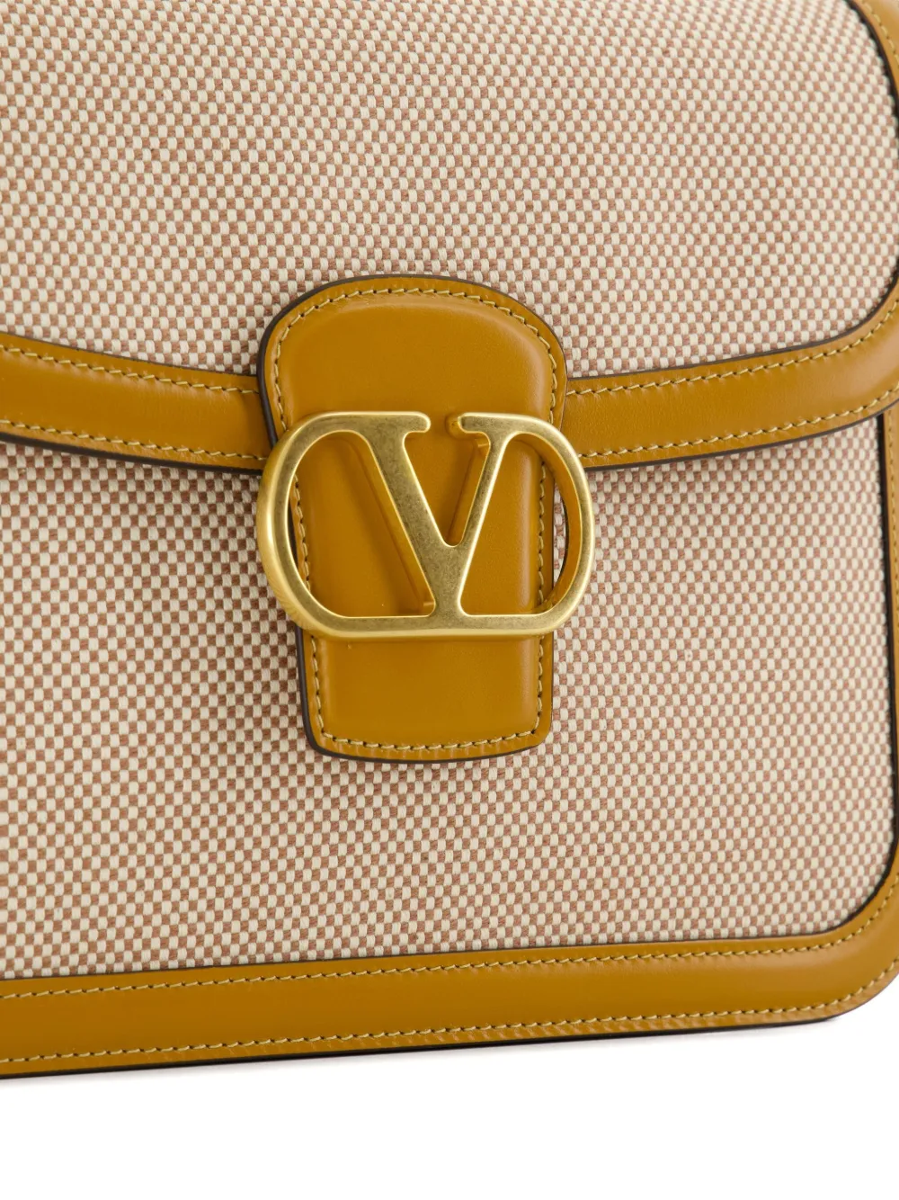 Valentino Garavani VLogo Signature-plaque shoulder bag Beige