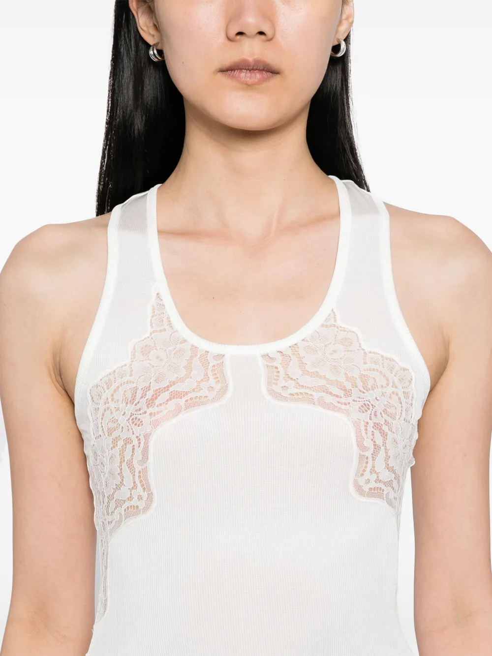 Christopher Esber Encased Lace Ribbed Tank Top