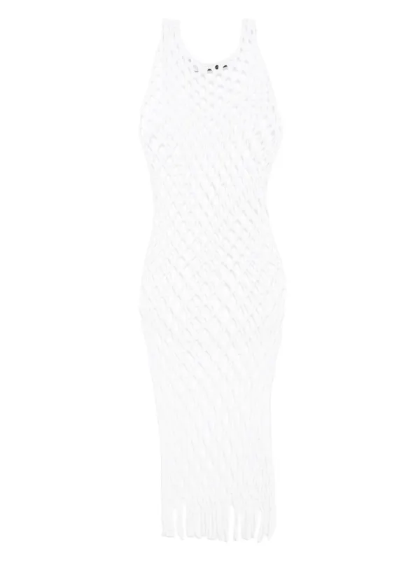 knit cream maxi dress Tramura Sleeveless Open-Back Knit Maxi Dress — White | Luxury Beach Cover-Up for Women
