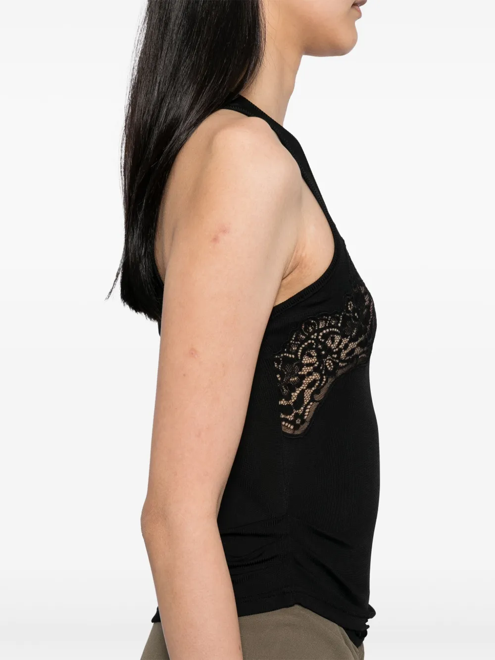 Christopher Esber Geribbelde tanktop met kant Zwart
