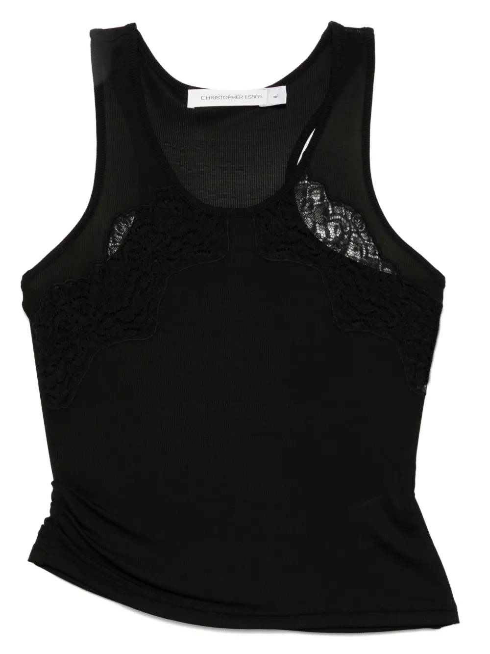 Christopher Esber camiseta de canalé con encaje | negro | Image 1