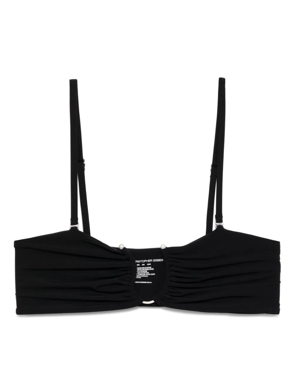 Christopher Esber ruched crescent bikini top | Black | Image 1