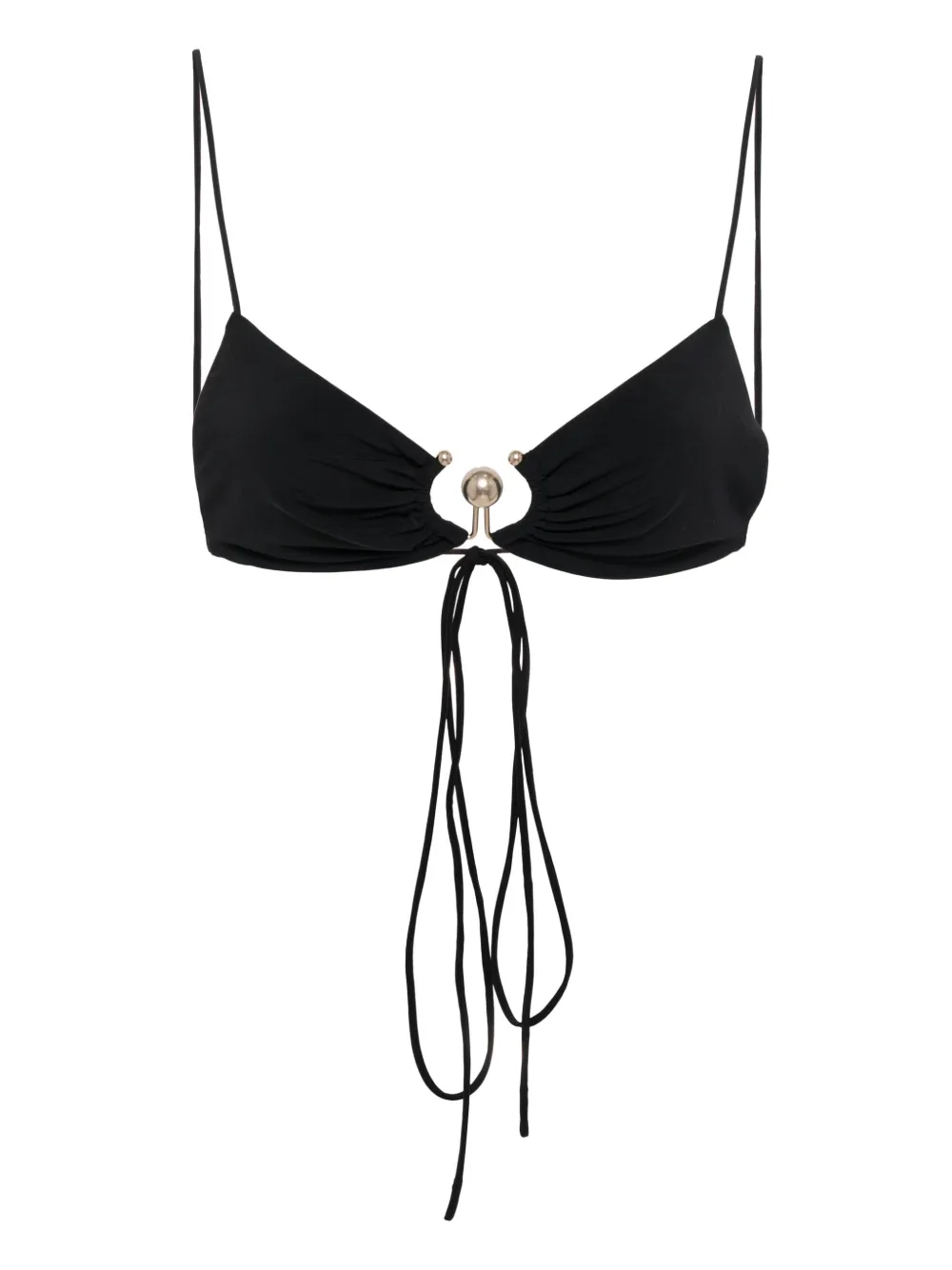 Christopher Esber ruched orbit triangle bikini top | Black | Image 1