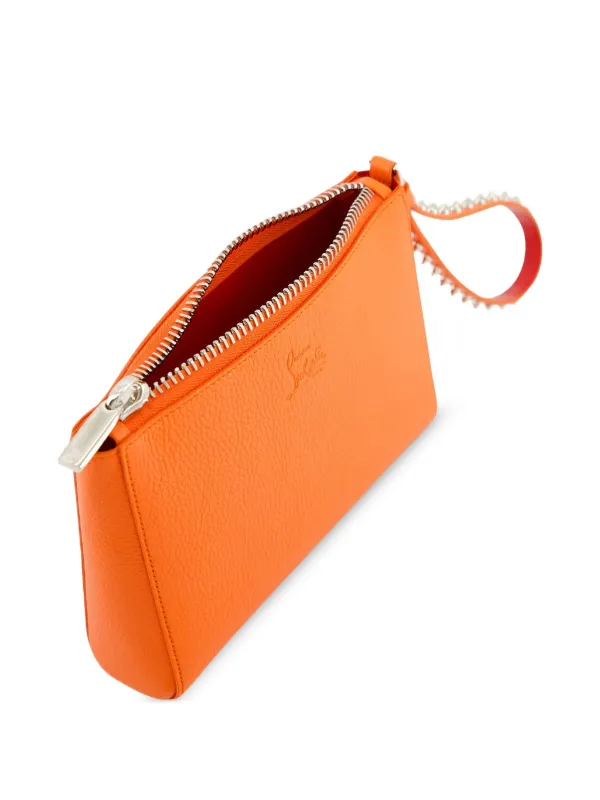 Christian Louboutin Mini Cabata Studded Leather Clutch | Orange