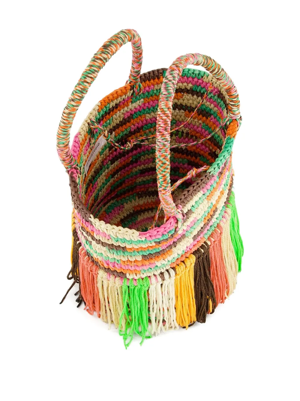 Sensi Studio Baby Fringed Woven Tote Bag
