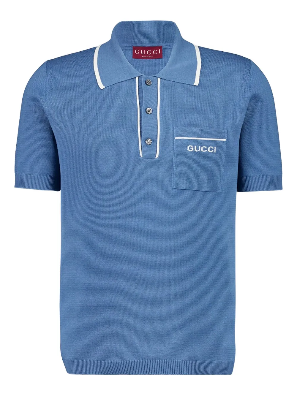Gucci Poloshirt mit Intarsien-Logo - Blau