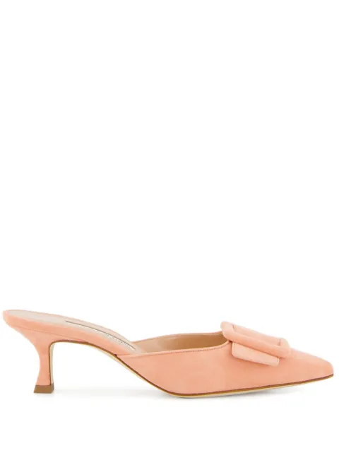 Manolo Blahnik Maysale buckle-embellished pointed-toe mules