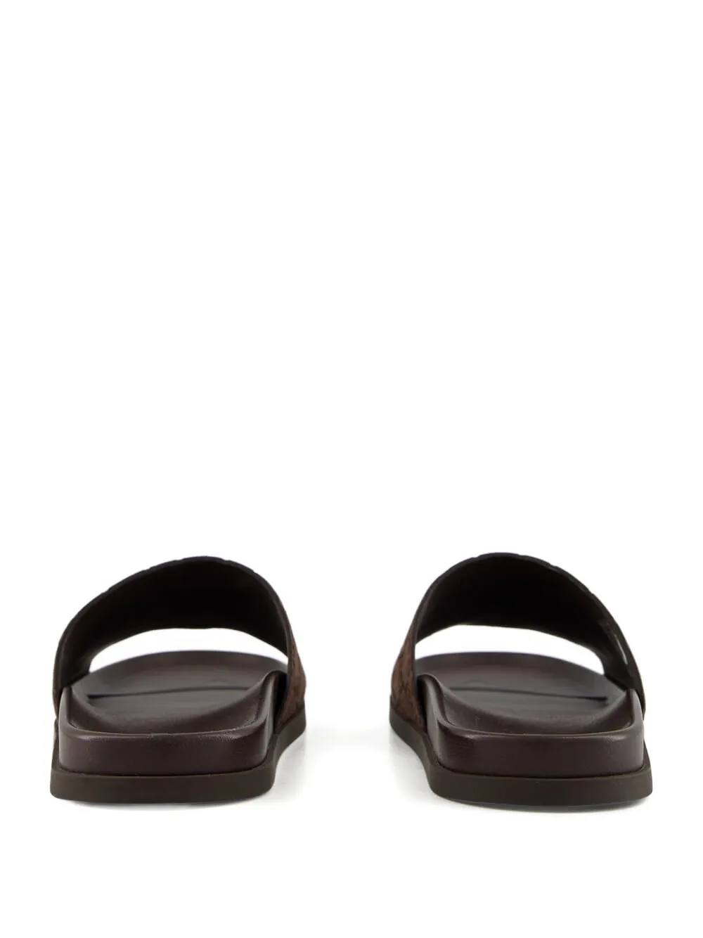 Gucci Brown Suede Open-toe Sandals With Logo Pattern