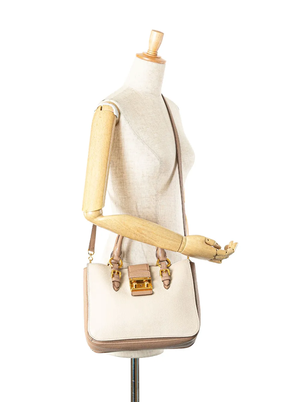 Miu Miu Pre-Owned 2010-2024 Bicolor Goatskin Madras satchel | Pre-Owned | Image 2