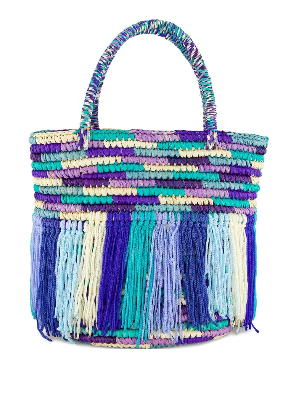 Sensi Studio Baby fringed woven tote bag | Blue | Image 1