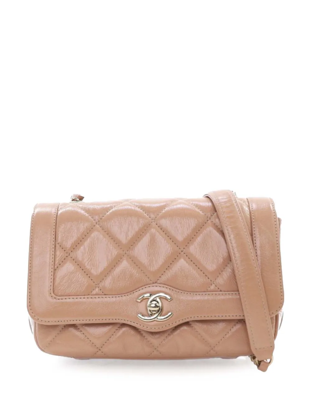 Pre-owned Chanel 2019 Mini Shiny Calfskin Hold The Line Flap Crossbody Bag