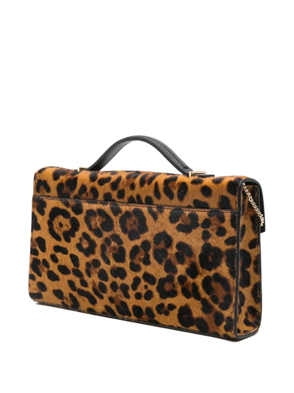 Demellier Vancouver Leopard-print Calf Hair Clutch In Brown